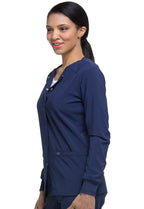 Dickies EDS Essentials Women Warm Up Scrubs Jacket Snap Front Plus Size DK305, 4XL, Navy