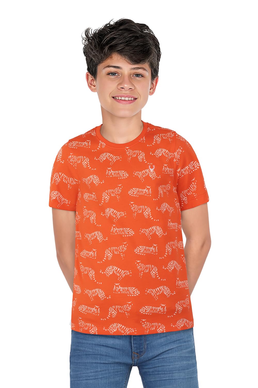Allen Solly Boys Printed Casual Cotton Crew Neck T-Shirt