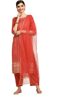 Libas WomenS Silk Blend Salwar Suit Set (Gs760_Red_M)