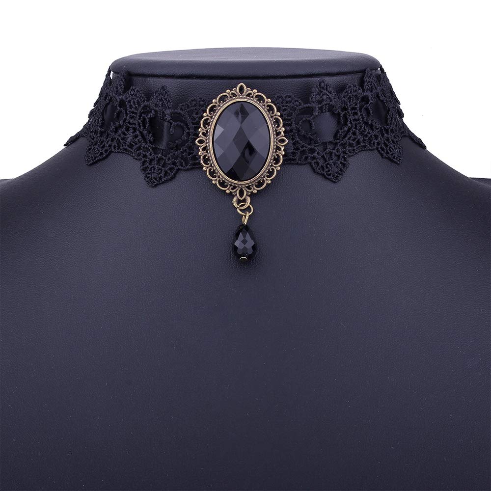 AOCHEE Black Lace Choker Necklace Lace Gothic Choker for Women for Halloween Weeding Costume Party Prom Vampire Choker (Black)