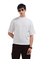 The Indian Garage Co Mens Boxy Textured Half Sleeves Crew Neck T-Shirt