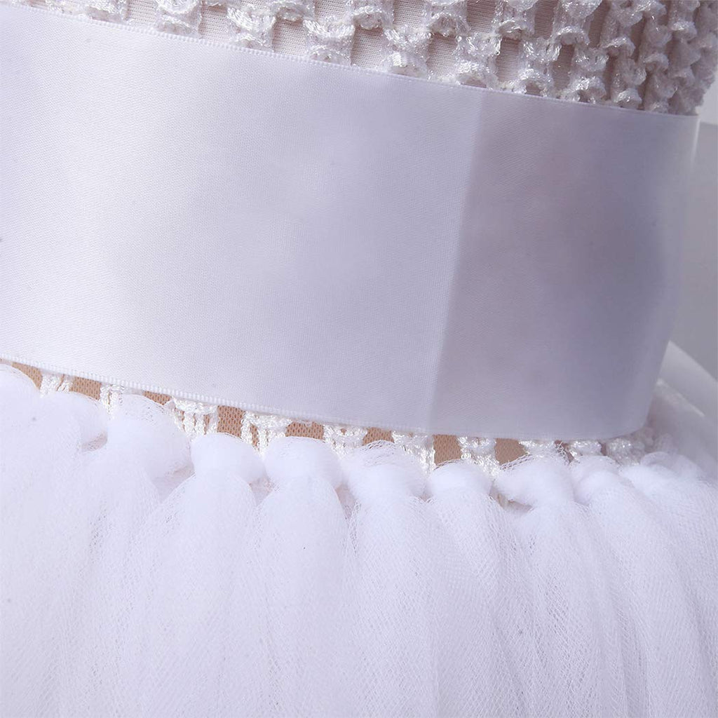 HJTT White Tutu Dress for Girls Wedding Party Tulle Princess Dresses Toddler Birthday Gift Kids Christmas Halloween Costume (Whi