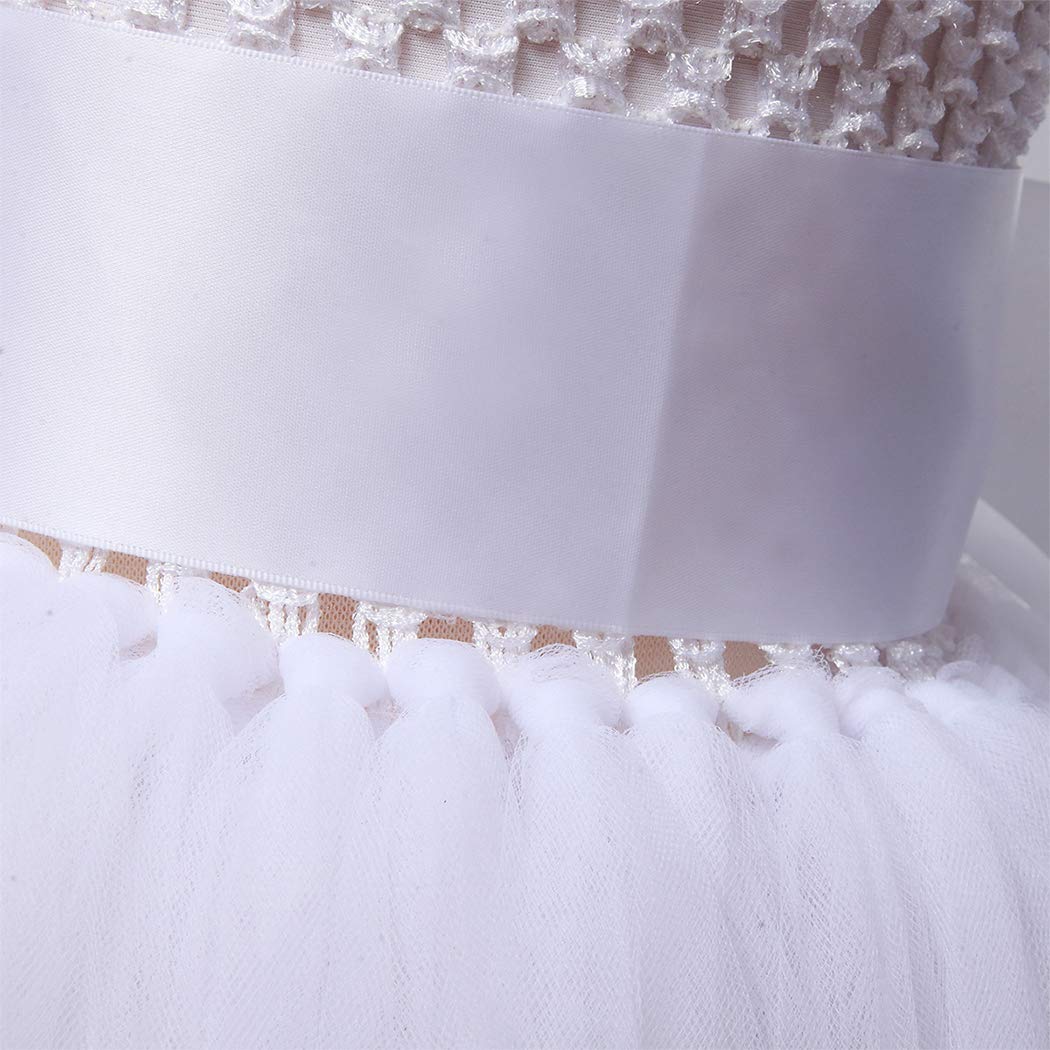 HJTT White Tutu Dress for Girls Wedding Party Tulle Princess Dresses Toddler Birthday Gift Kids Christmas Halloween Costume (Whi