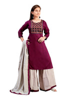 Aarika Girls Ethnic Wear Purple Colour Floral Print Rayon Kurti-(8-15 Years)-(Kurti-Tr-K-889)