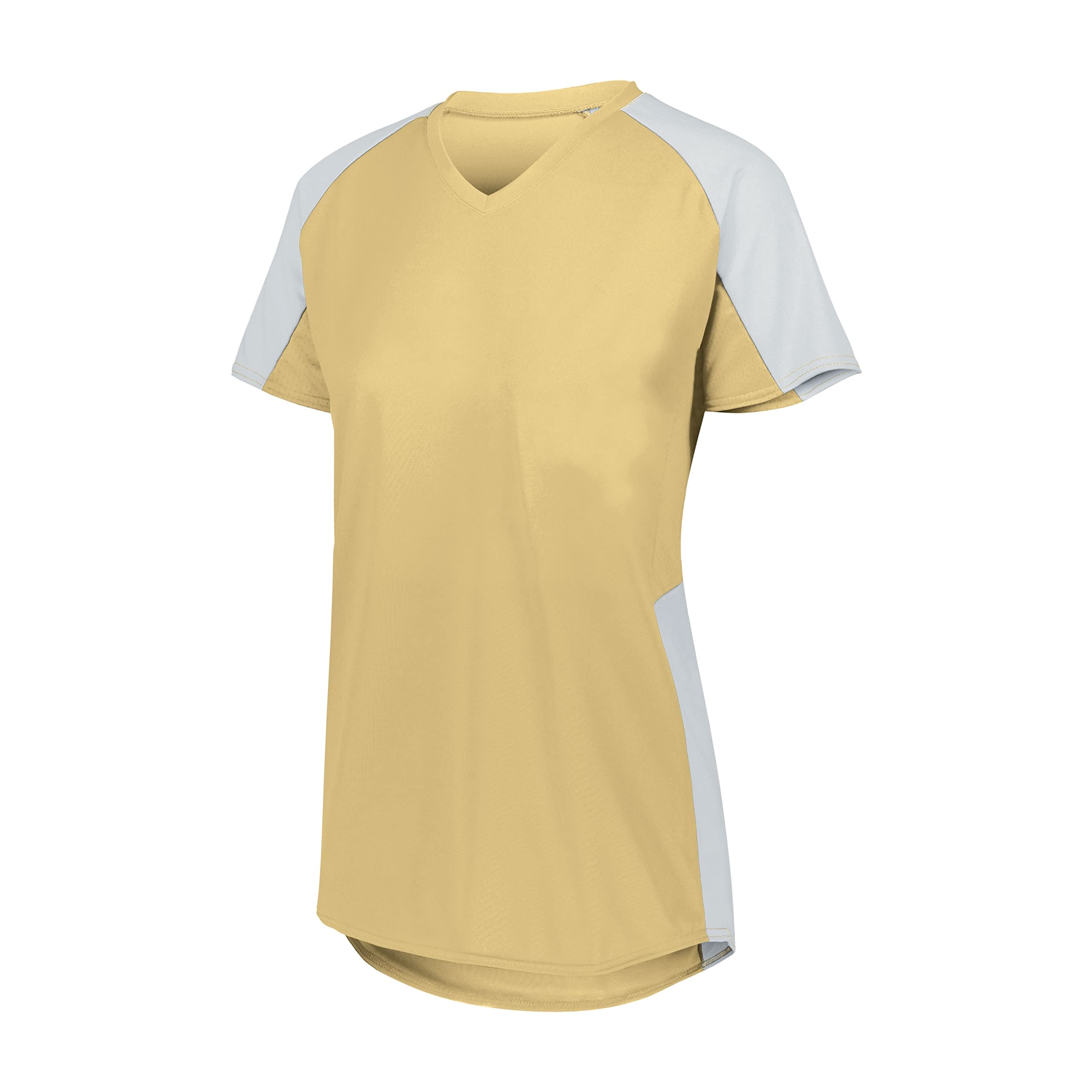 Augusta Sportswear Women's Standard Ladies Cutter Softball Jersey: Stylish and Lightweight V-Neck Tee Active Comfort, Vegas Gold