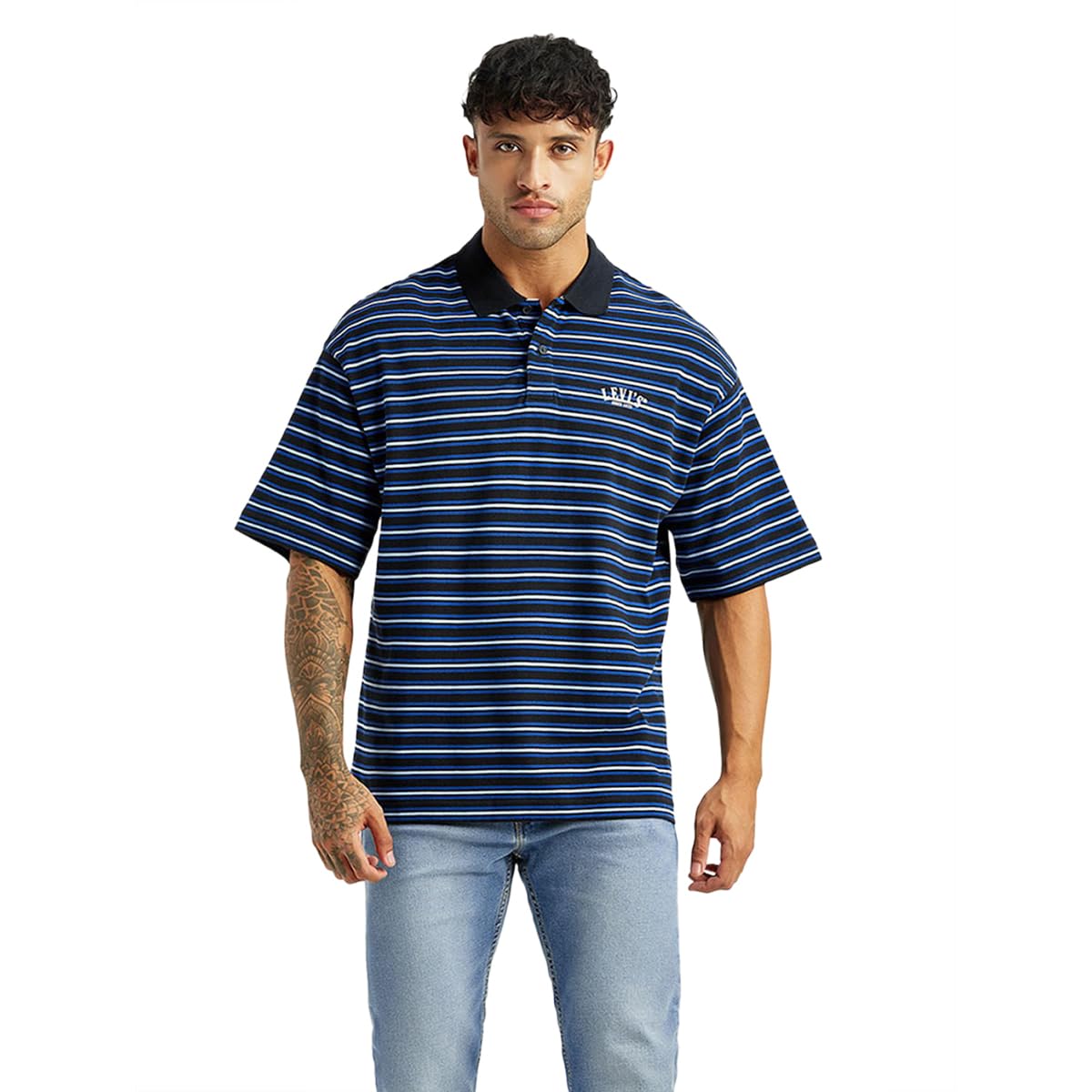 LeviS MenS Striped Loose Fit Polo TShirt 2