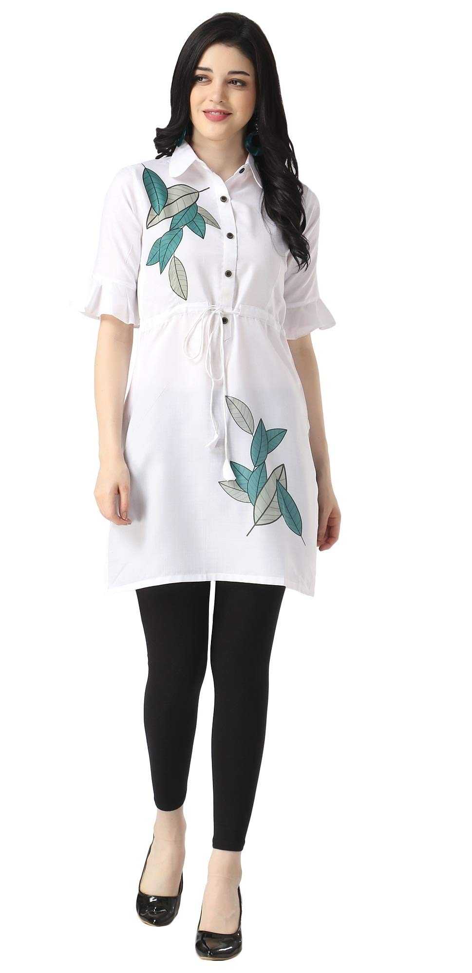 Leriya Fashion Designer Slub Cotton Fully Stitched Anarklai Kurti For Women & Girls On Jeans Palazzo & Skirt (White, Medium)