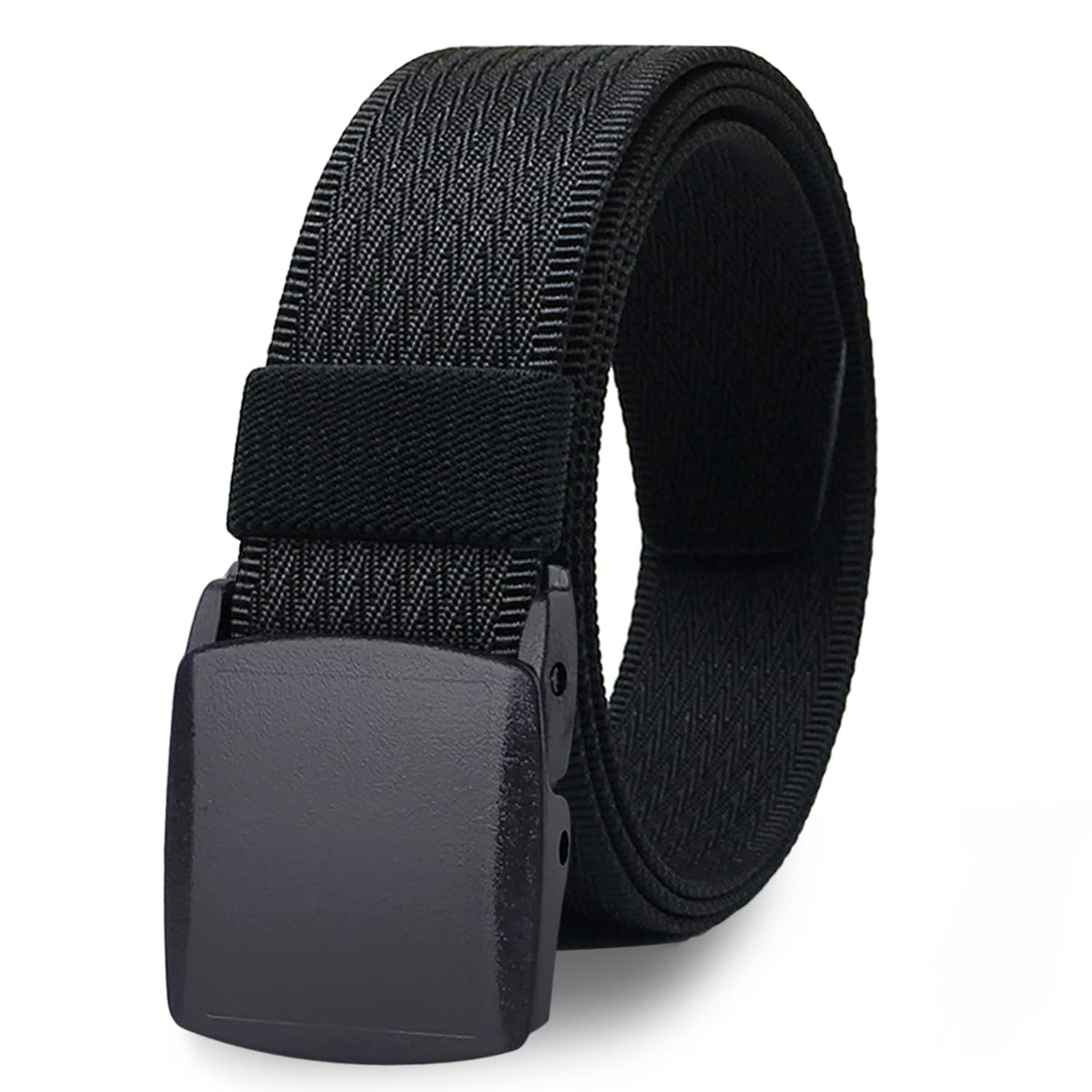 Wyuze MenS Military Tactical Web Belt, Casual Nylon Webbing With No Metal Buckle, BlackHerringbone Pattern, Waist: 2842 28-42
