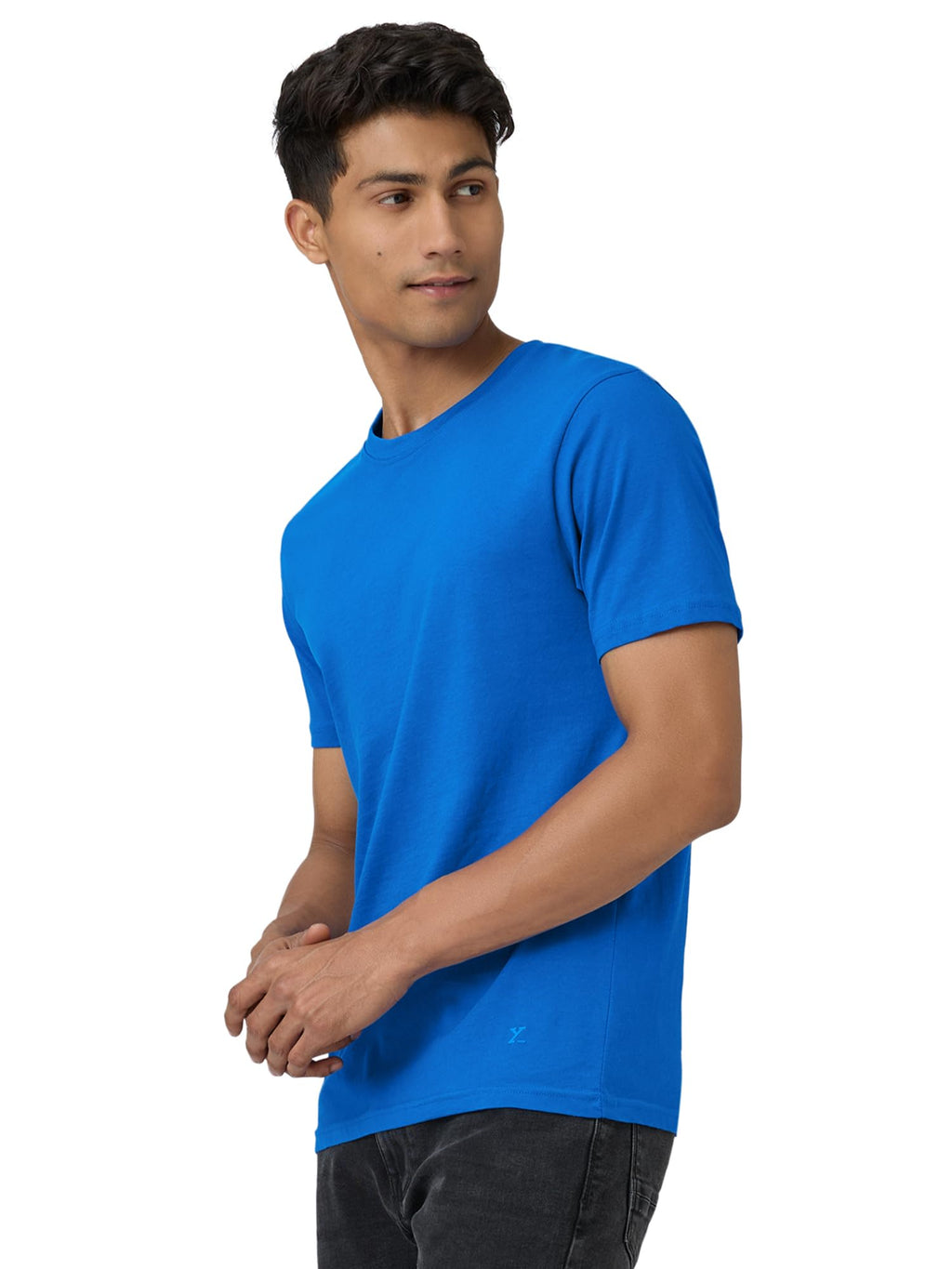 XYXX Mens Solid Regular Fit T-Shirt (XY_CR15_Tshirt_1_Medium Blue