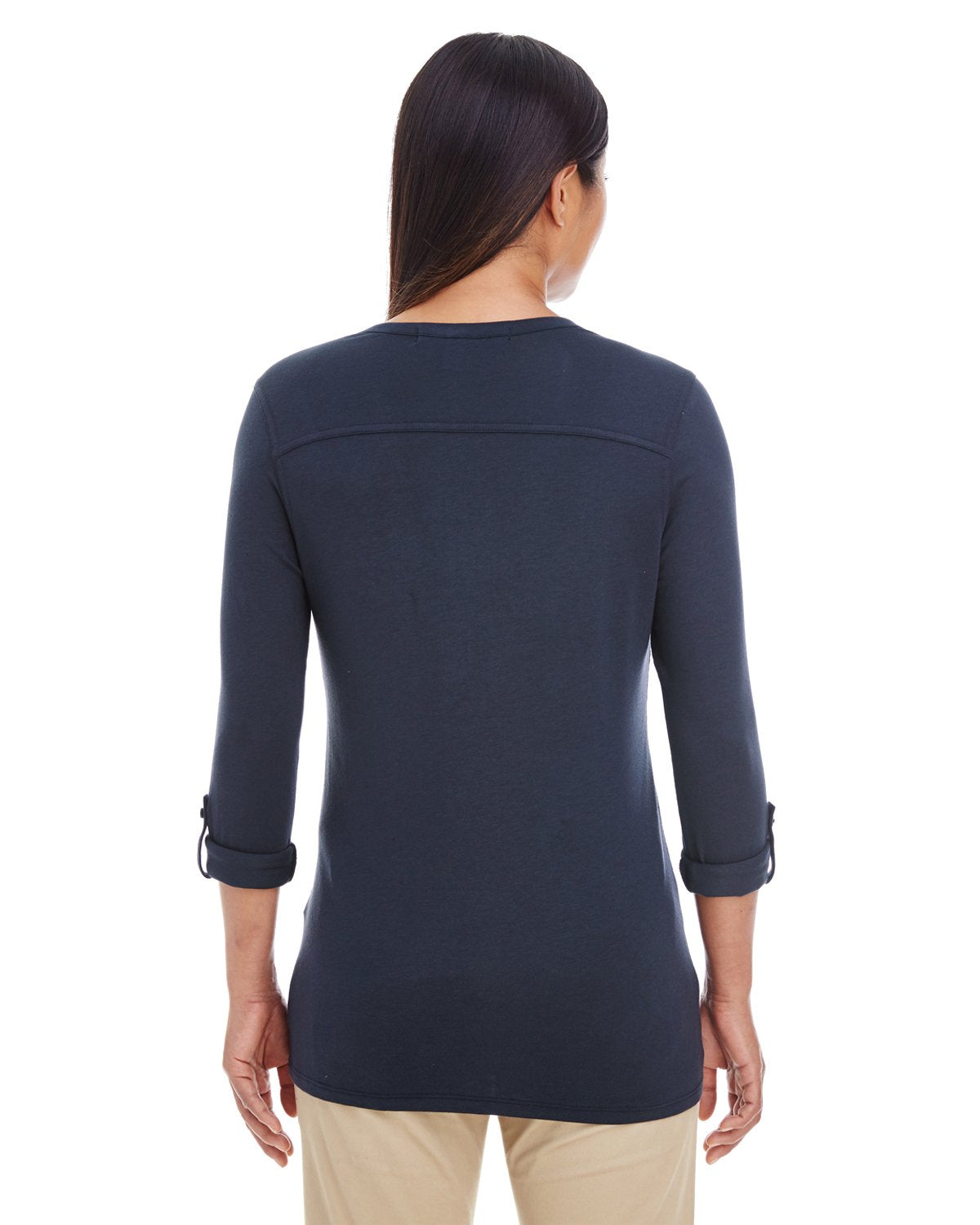 Ladies Perfect FitY-Placket convertible Sleeve Knit Top - WHITE - XS(D0102H7YEAT)