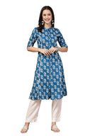 Stylum Womens Floral Printed Rayon A-Line Kurta (JOHNYBLUE40_Blue, L)