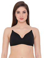 Clovia Womens Cotton Non Padded Wire Free T-Shirt Bra (BR0376P13_Black_36B)