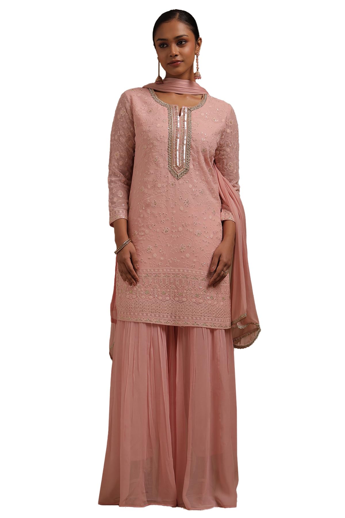 Soch Women Georgette Embroidered Suit Set Stones and Sequins