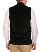 Wintage Men'S Velvet Grandad Collar Festive Black Nehru Jacket Vest Waistcoat