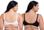 Fabme WomenS Cotton Wire Free Casual Balconette Bra (Pack Of 2) (Po2-Br_219_White, Black