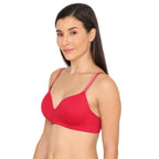 Zivame Womens Nylon Wirefree Lightly Padded Seamless Glitter Straps Padded Non Wired 3/4th Coverage T-Shirt Bra-Cerise (ZI10X2-