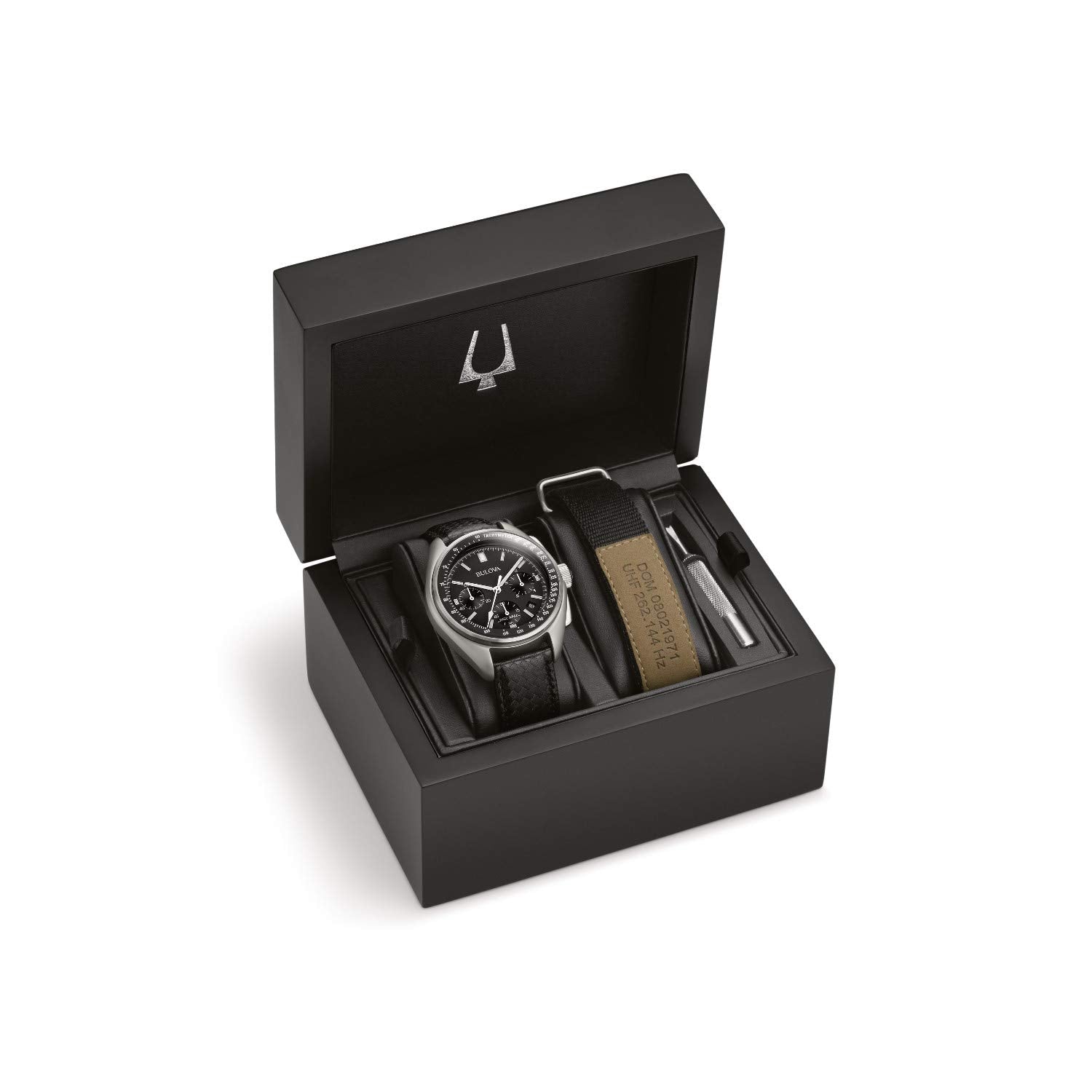 Bulova Men's Archive Series Lunar Pilot 6-Hand Chronograph High Performance Quartz Stainless Steel and Black Nylon Strap Watch S