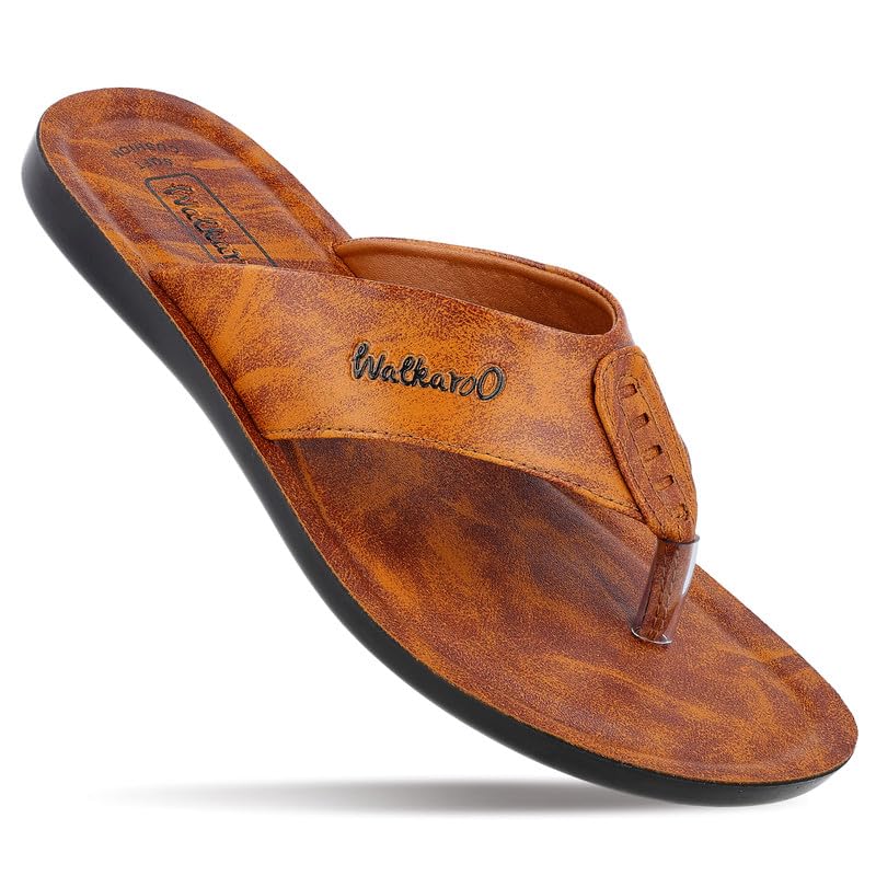 WALKAROO Mens Casual Thong Sandals with Cushioned PU Sole, Soft Footbed, Lightweight SlipOn Daily Wear Flip Flops, Comfortable  8
