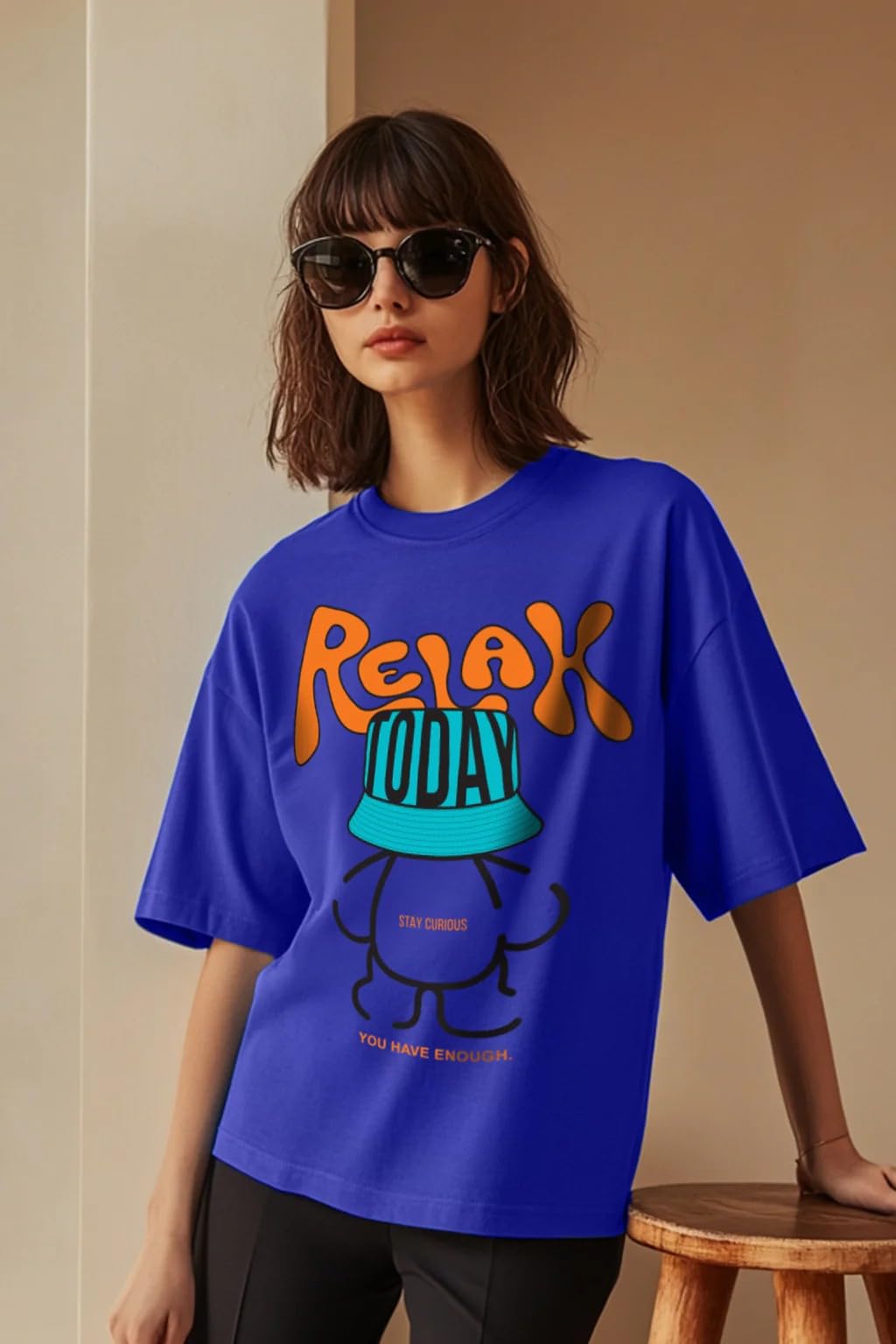 Juneberry Pack Of 2, 100% Pure Cotton, Round Neck, Oversized, Loose, Baggy Fit, Drop Shoulder, Graphic Printed, Half Sleeve T-Sh