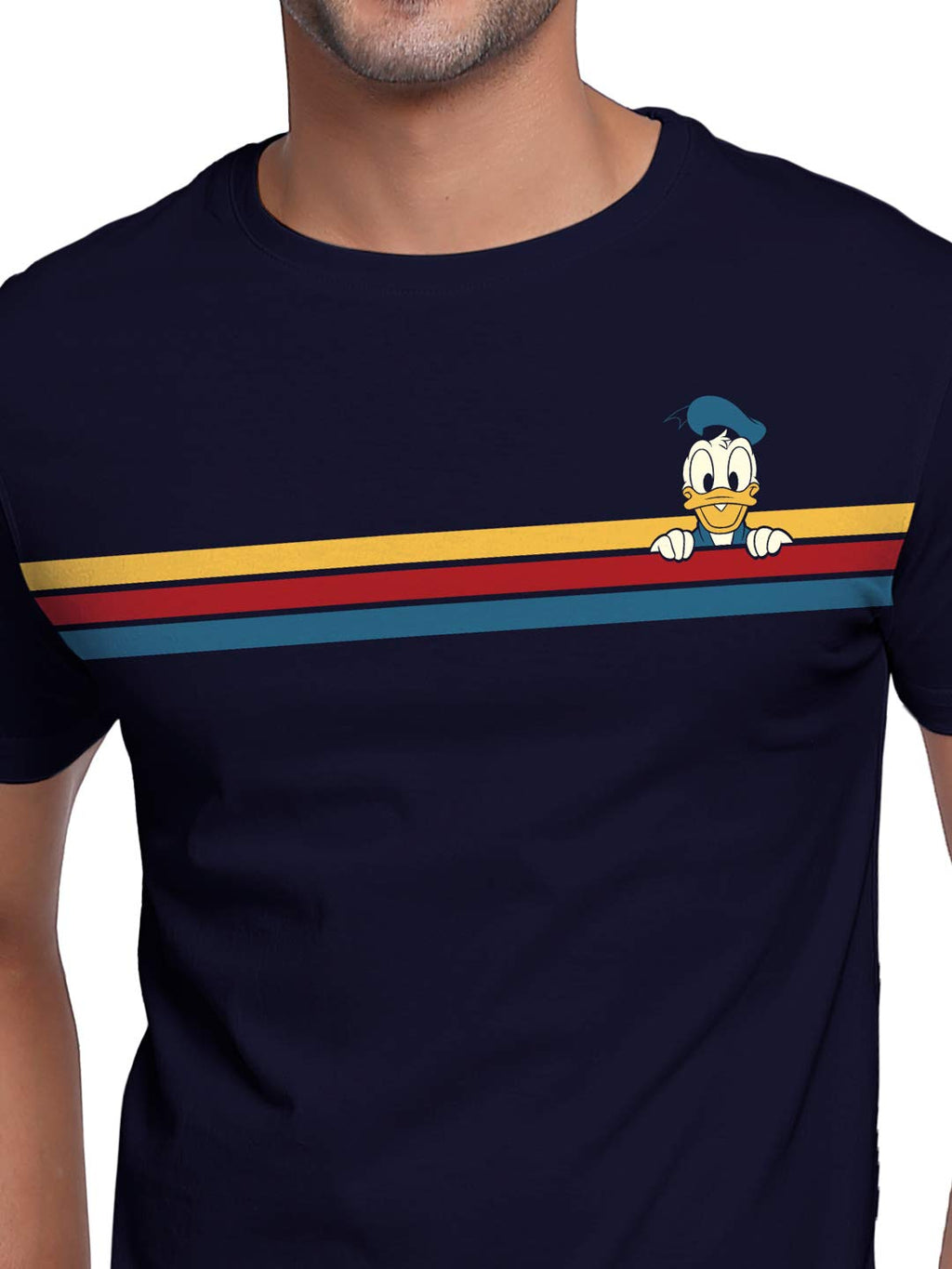 The Souled Store Donald Duck: Stripes T-Shirts for Men Blue