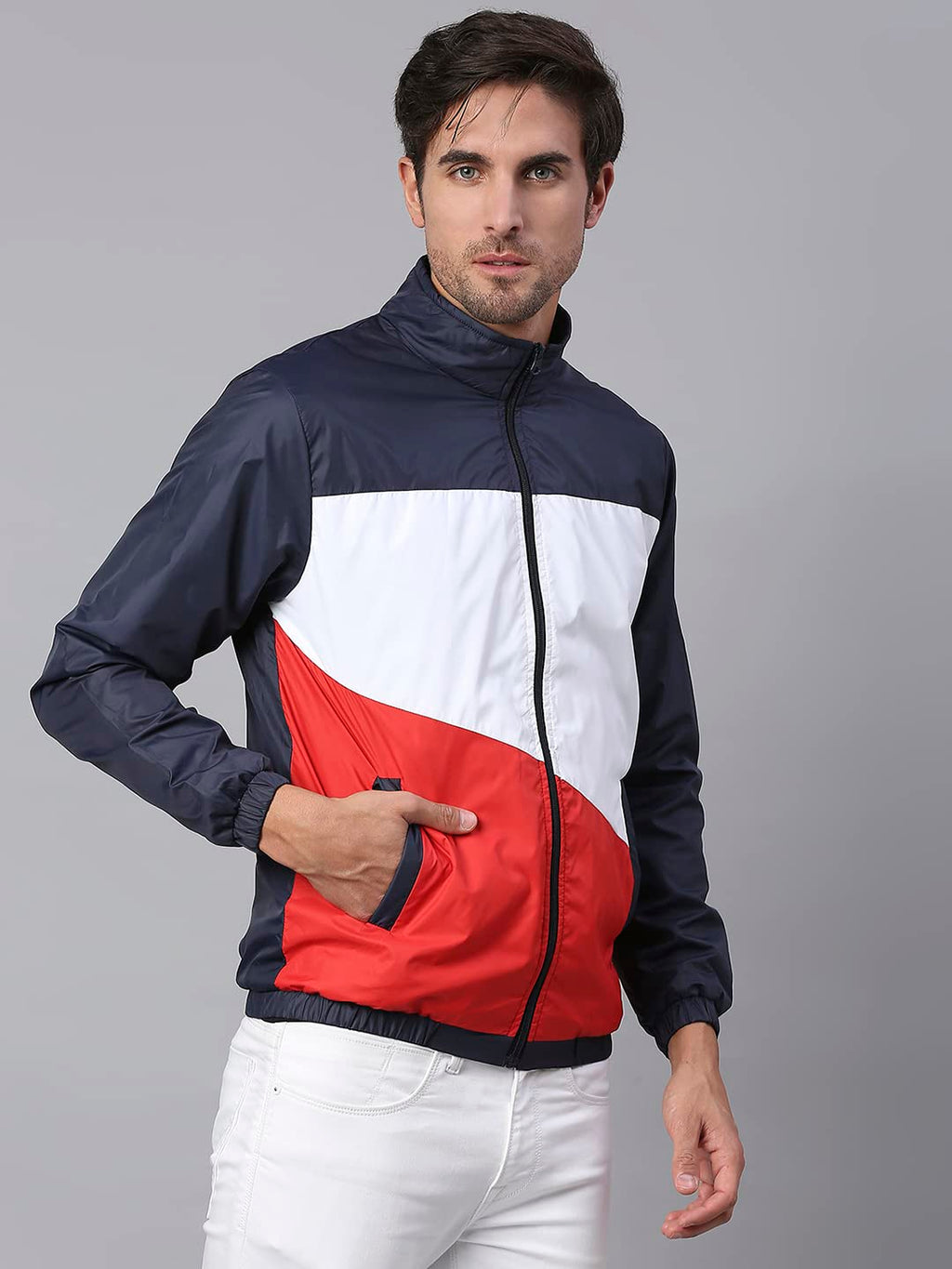 Dennis Lingo Polyester Regular Fit Full Sleeves MenS Color Block Shell Jacket With 2 Pockets - Lightweight Casual Winterwear Fo