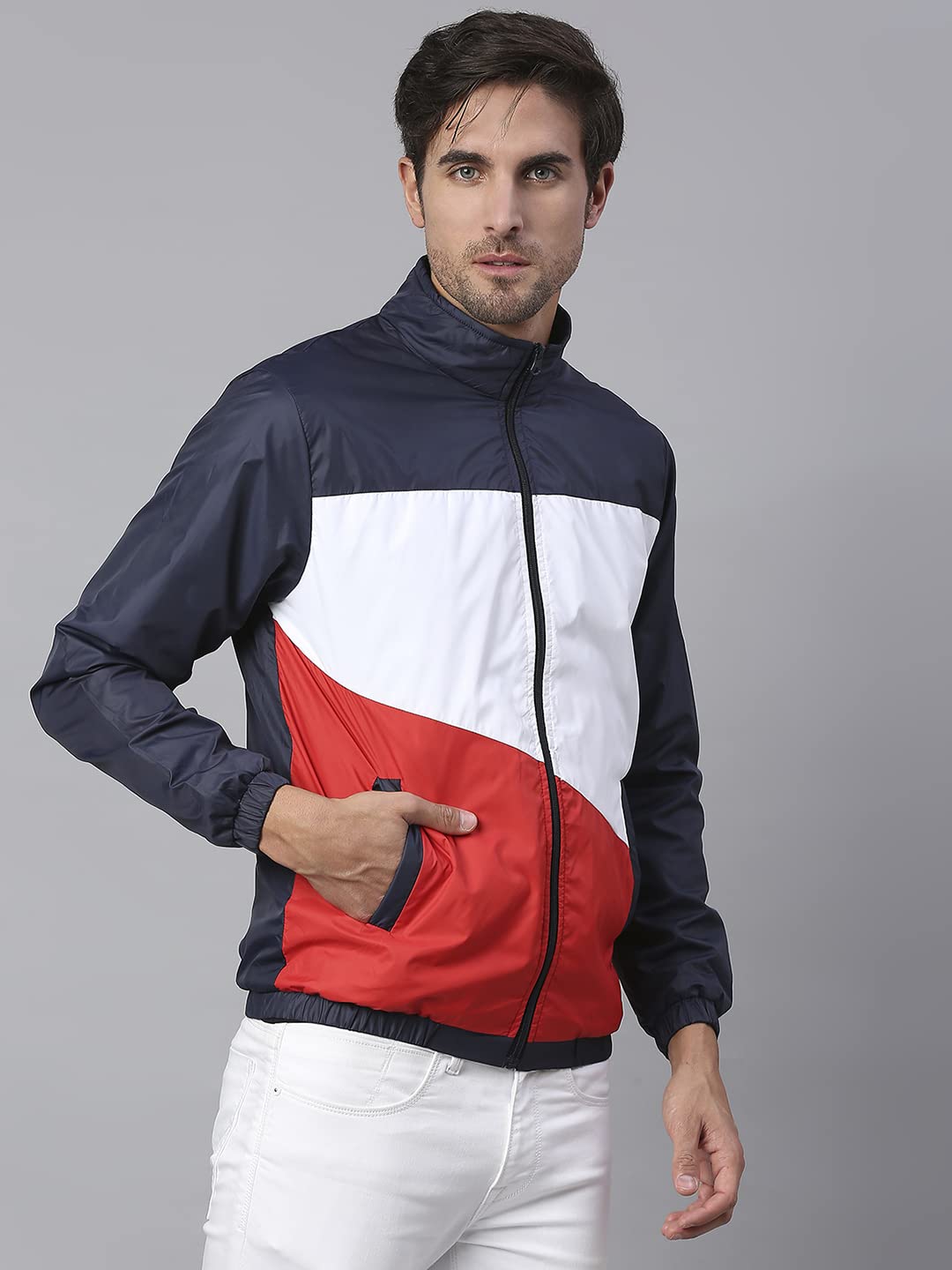 Dennis Lingo Polyester Regular Fit Full Sleeves MenS Color Block Shell Jacket With 2 Pockets - Lightweight Casual Winterwear Fo