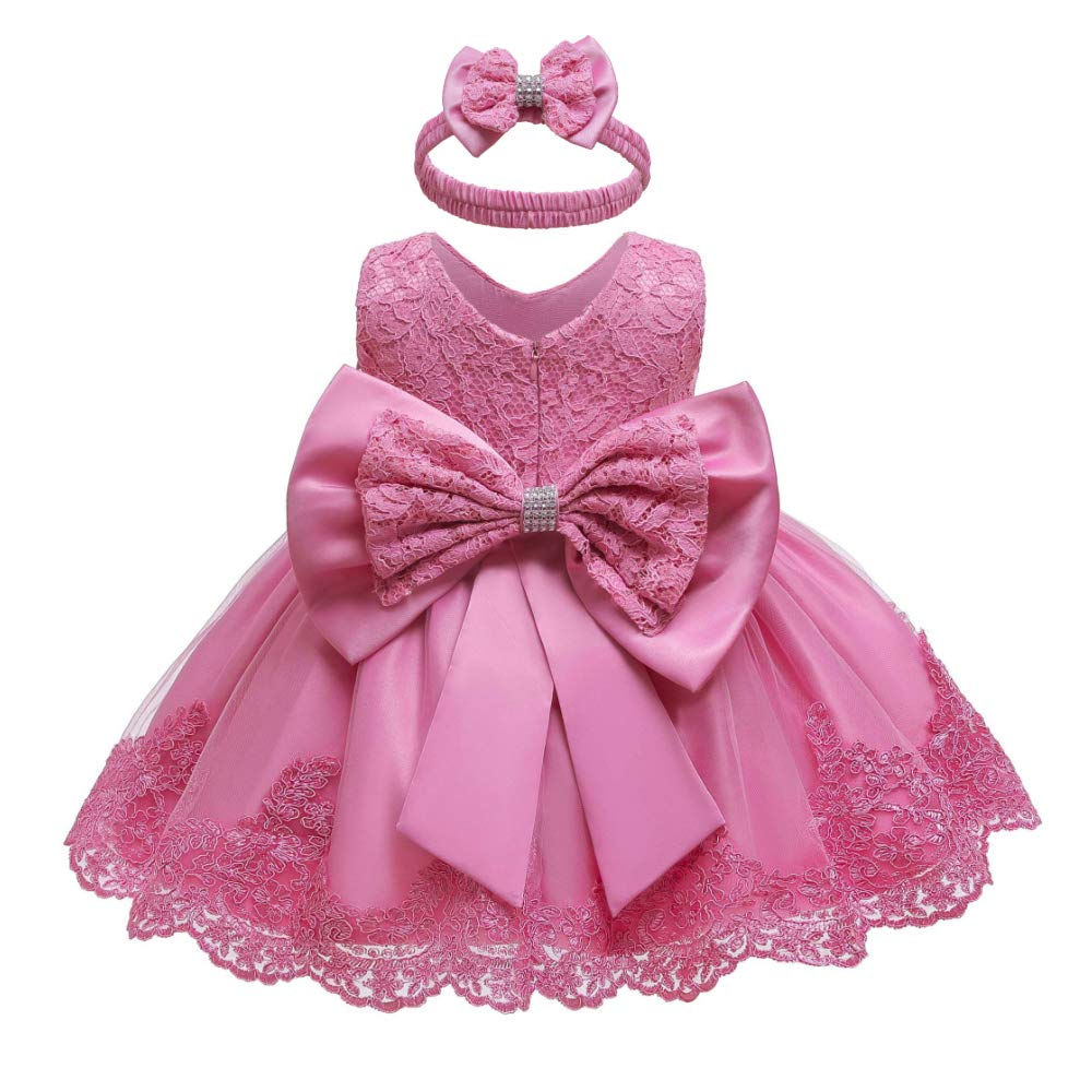 Lottle Girls Christmas Embroidery Lace Dresses Infant Easter Halloween Wedding Formal Event Dress(Dust Pink,120)