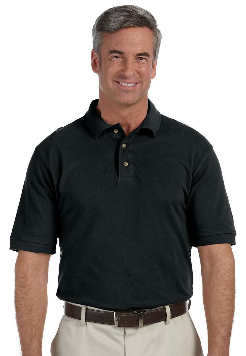 Mens Tall 6 oz Ringspun cotton Piqu Short-Sleeve Polo - BLAcK - XLT(D0102H7NBJ2)