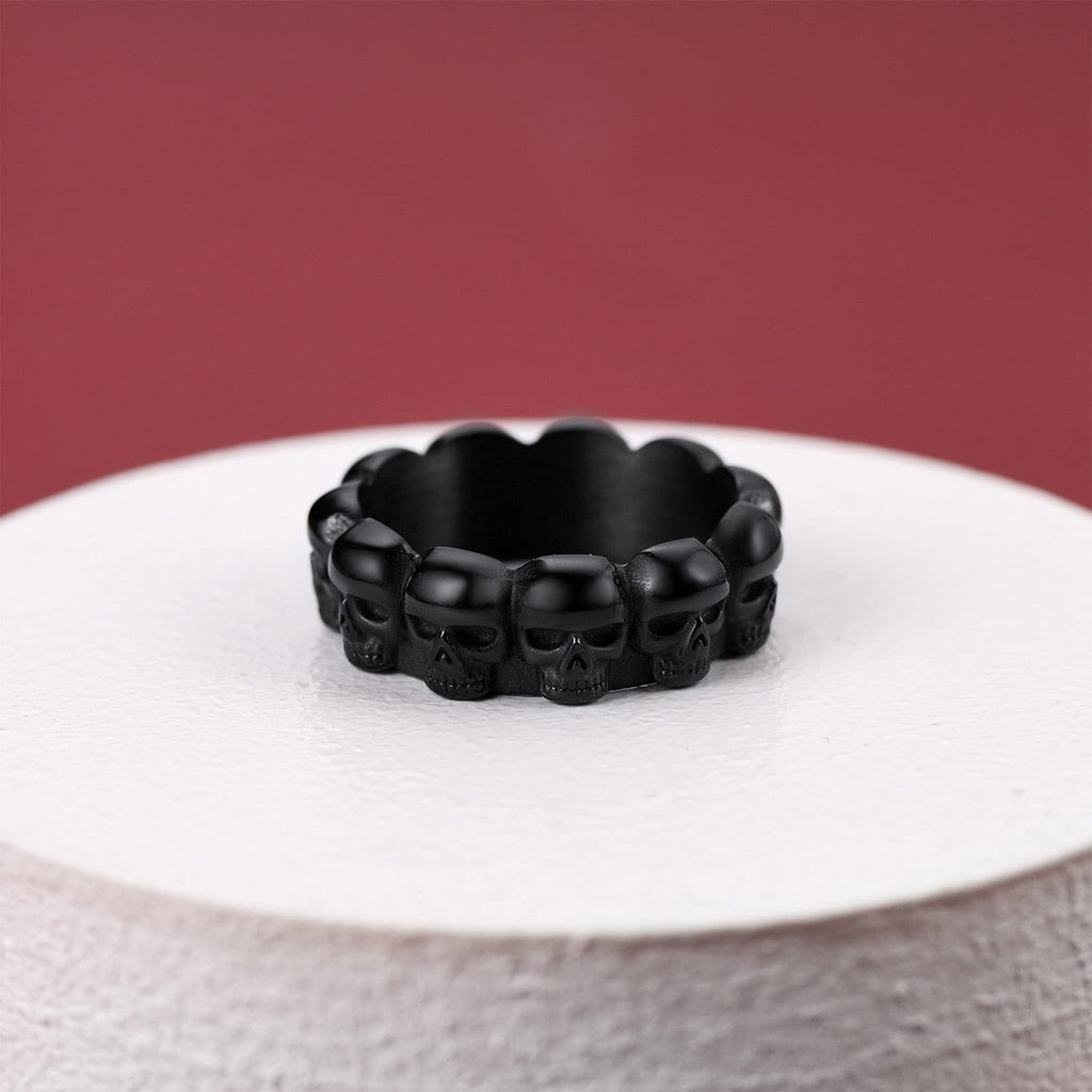 Retro Skull Rings Mens Pinky Rings Black Stainless Steel Biker Ring Great Halloween Party Dressing