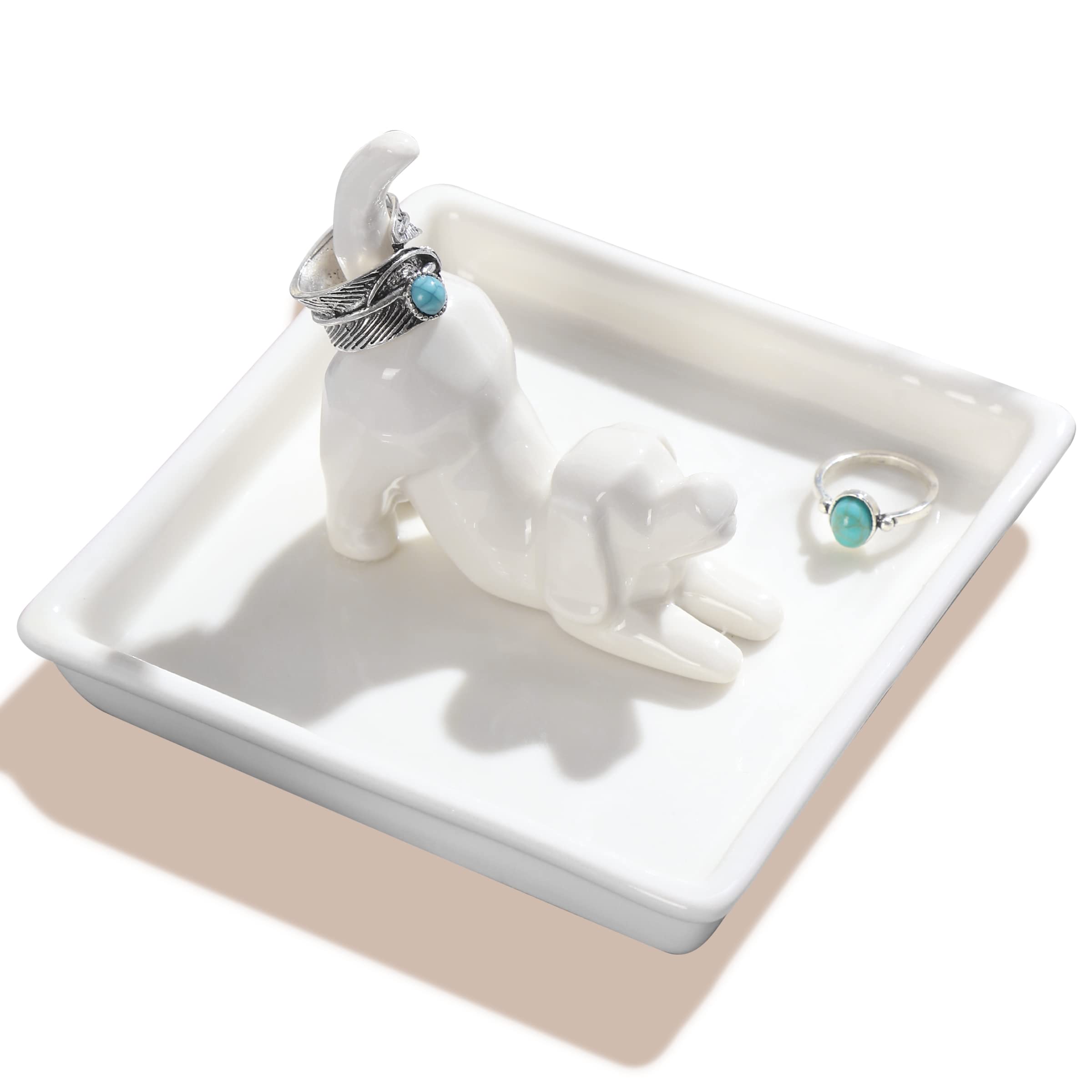 PUDDING CABIN Dog Mom Gifts for Women, Dog Ring Holder Dish Jewelry Holder, Dog Lover Gift for Women Friends Female Mom Grandma 