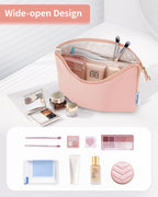 Narwey Small Makeup Bag for Purse Vegan Leather Travel Makeup Pouch Cosmetic Bag Zipper Pouch for Women