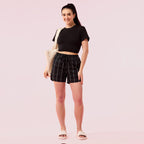 Enamor Womens Boxer Shorts (E7A1_Black / White Checks