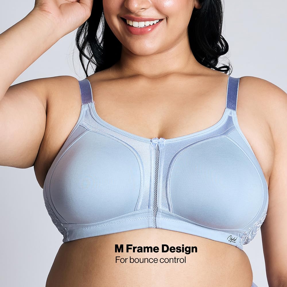 NYKD (NYB101 Cotton Non Padded & Non Wired Everyday Bra for Women | M-Frame Structure for Bounce Control with Full Coverage & Su