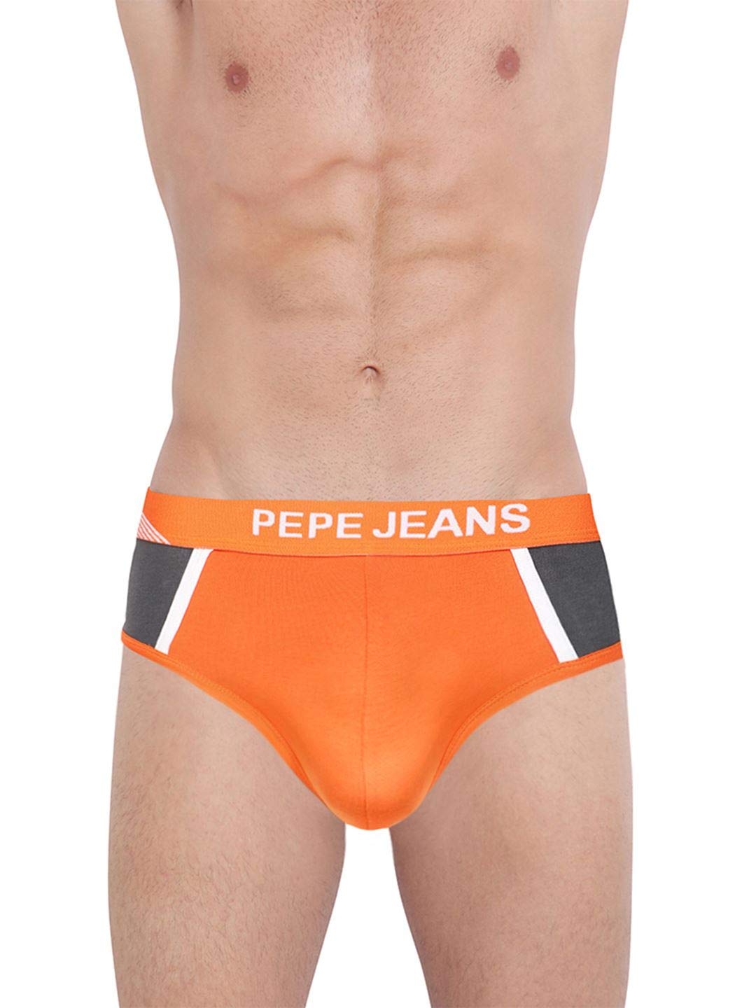 Pepe Jeans Innerwear MenS Cotton Brief(Pack Of 1) (Opb09-01_Neon Orange_Neon Orange_80-85_Neon Orange_85 Cm)