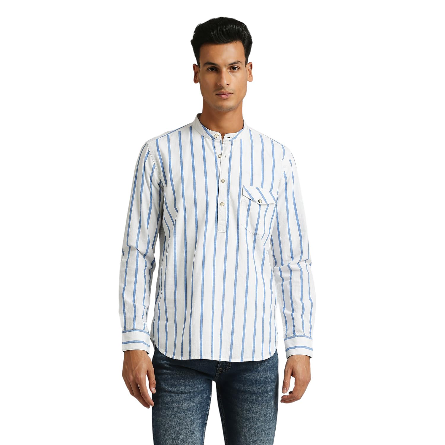 Pepe Jeans MenS Striped Regular Fit Shirt (Pm308641_White