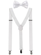 SATINIOR Suspender and Bow Tie Set 80s Clip on Suspenders for Men Women(White)