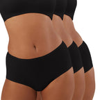 Nykd (Nyp036 All Black Cotton Full Brief Panty Set For Women (Pack Of 3) | High Waist Full Coverage Underwear With Anti Odour Te