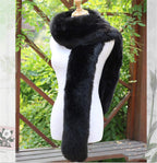 LDFWAY Long Men Women Faux Fur Collar Winter Warm Wrap Stole Scarf Shawl Shrug (Black)