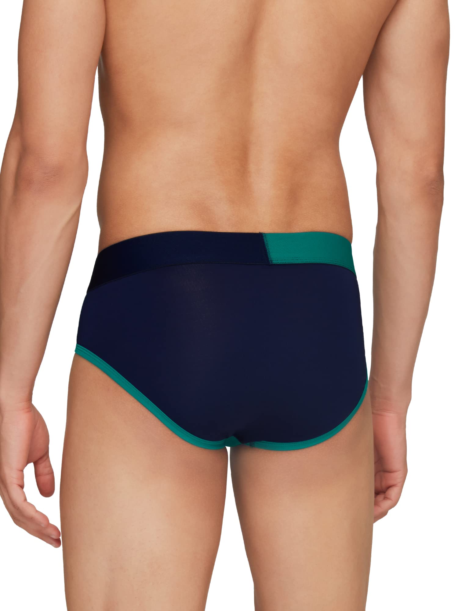 XYXX Mens Underwear Dualist IntelliSoft Antimicrobial Micro Modal Brief Pack of 3 (Navigate & Black Iris;Black Iris & Black;Bri