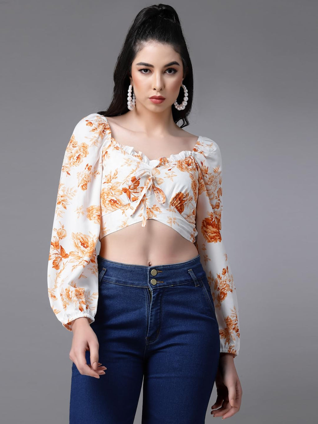 OOMPH! Crop Tops for Women, Orange - mt639