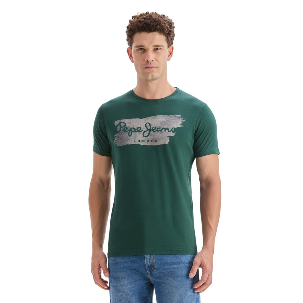 MenS Green Blue Graphic Print T-Shirt