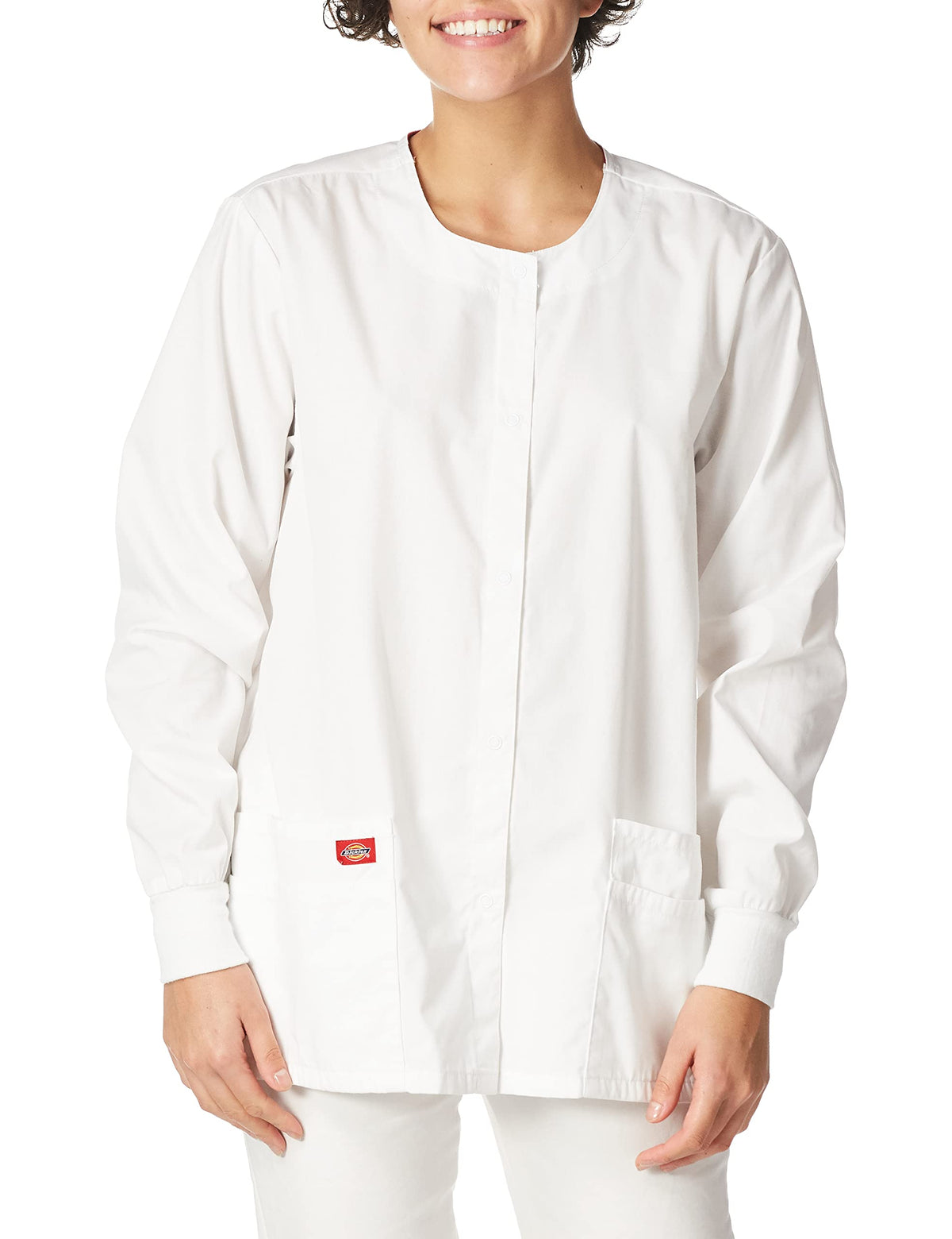 Dickies Womens EDS Signature Scrubs Missy Fit Snap Front WarmUp Jacket, White, XXLarge 2