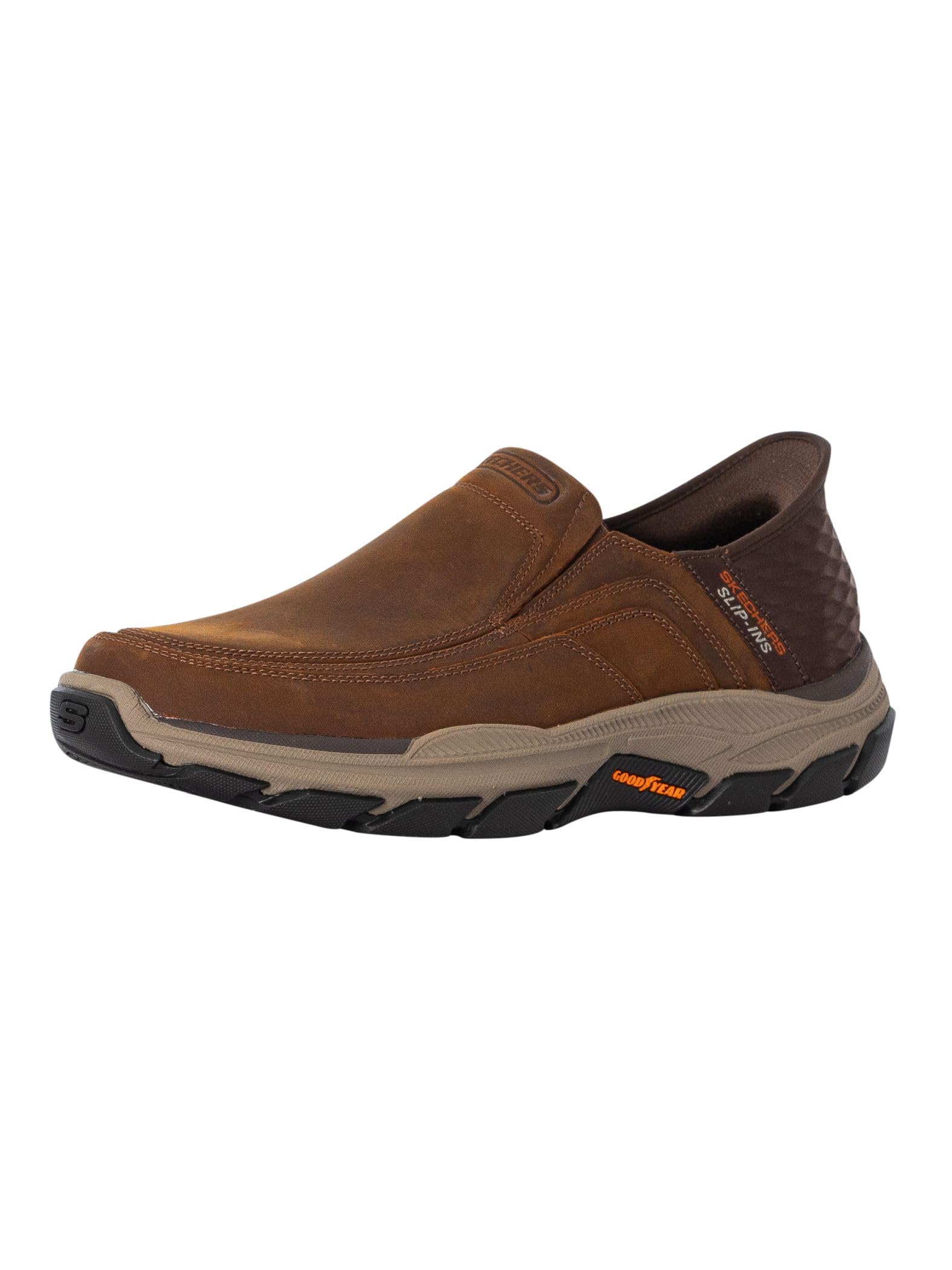 Skechers Men's Respected-Elgin 204810 Moc Toe Leather Slip-Ins, CDB (Crazy Horse Dark Brown), 9.5