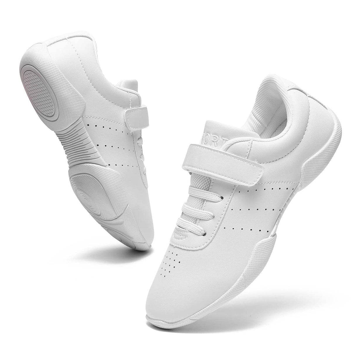 LANDHIKER Girls Cheer Shoes White Cheerleading Shoes Dance Athletic Training Tennis Breathable Youth Dancing Lightweight Competi 1.5