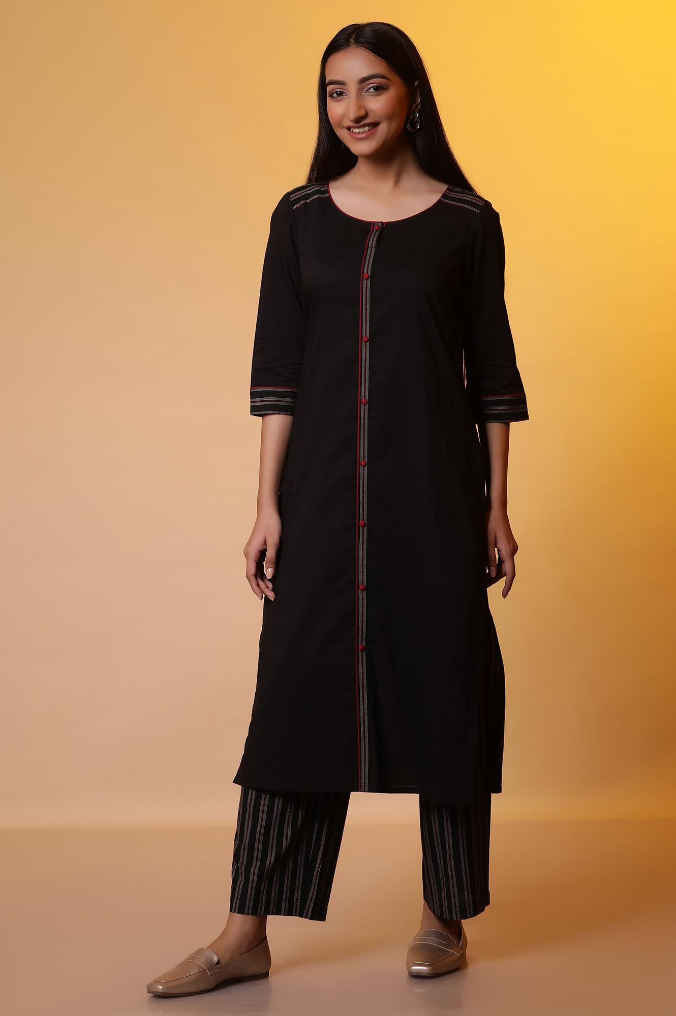Aurelia Women'S Cotton Kurta Set (24Feas14828_Black