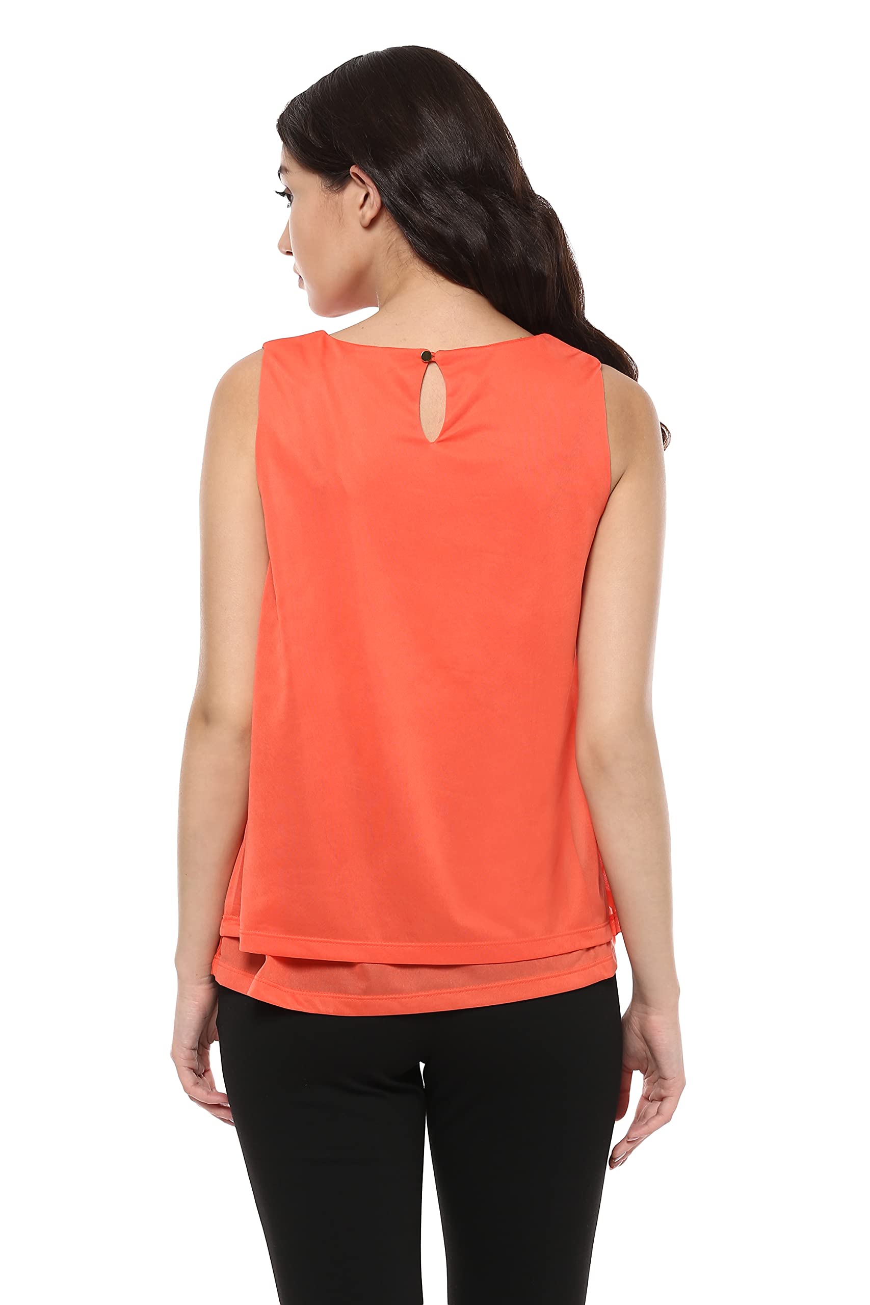 Allen Solly Women Regular Fit Solid Polyester Sleeveless Round Neck Jeans