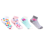 Bonjour Designer Sports Cushioned/Terry Ankle Length Socks for Kids- Girls- Pack Of 4