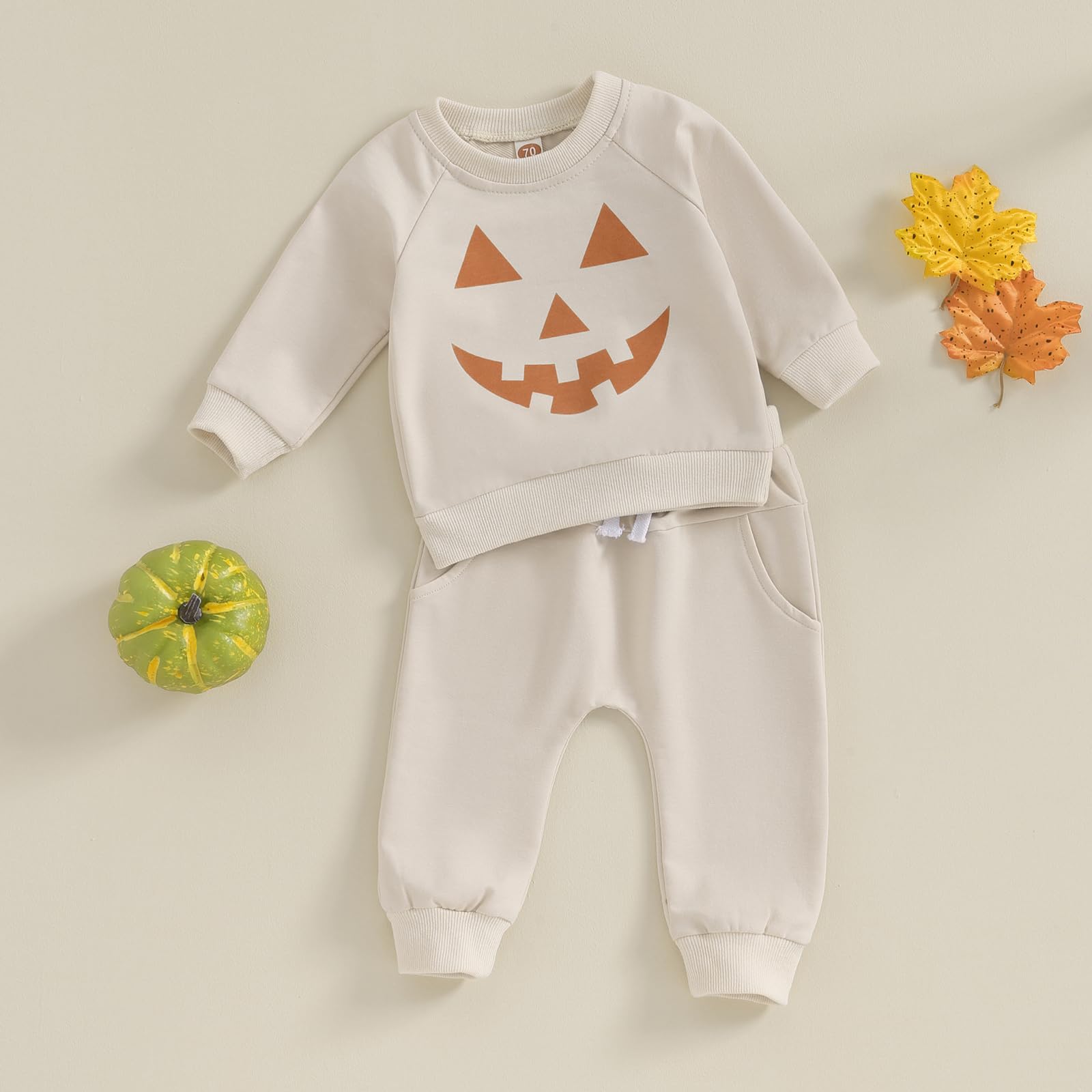 LIOMENGZI Baby Boy Halloween Pants Outfits Long Shirts Pumpkin Sweatshirt Pants Infant Boys Fall Halloween Clothes Set (light ka