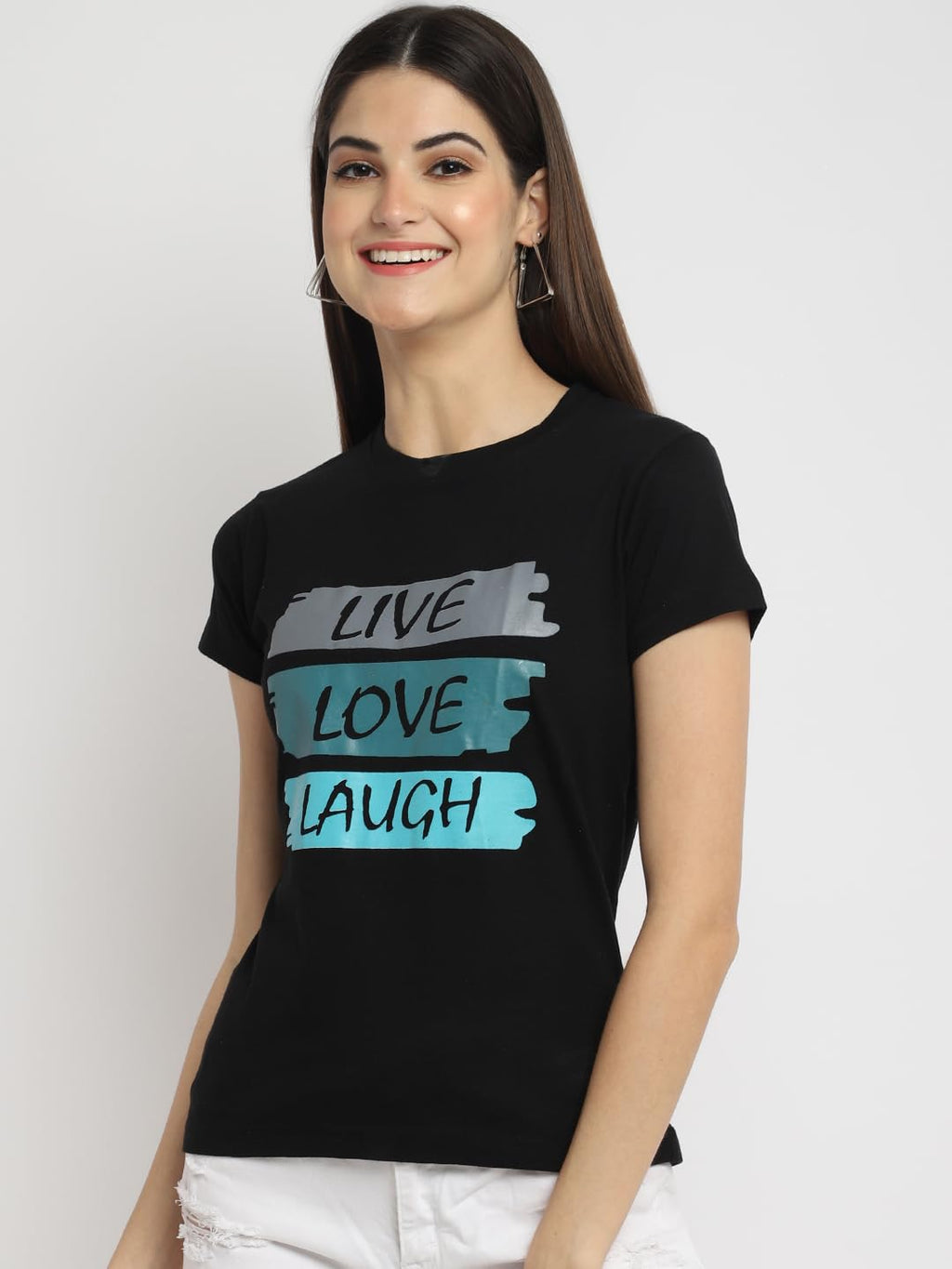 Preneum Womens Cotton Regular Fit Trendy & Latest Graphic Stylish Printed Short Sleeves Casual & Regular T-Shirt, Mid Night Bla