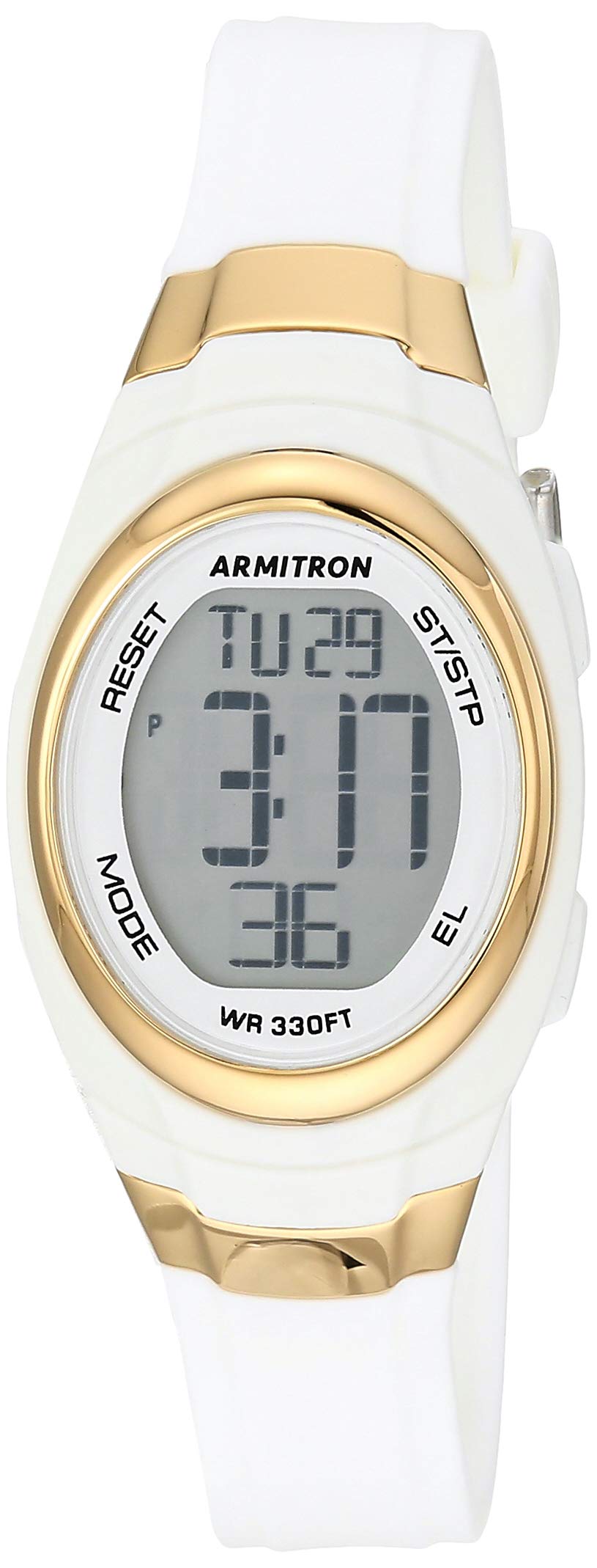 Armitron Sport Women's Quartz Sport Watch with Resin Strap, White, 12 (Model: 45/7034GLD)